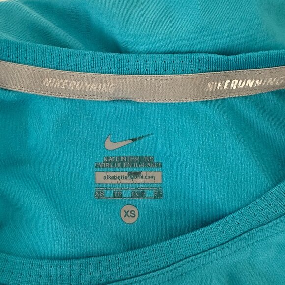 Nike Miler Long Sleeve Running Top | Turquoise | Sz XS | Lightweight Performance - Picture 5 of 5